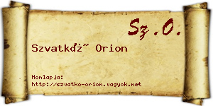 Szvatkó Orion névjegykártya