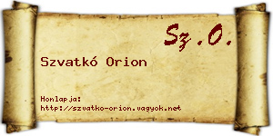 Szvatkó Orion névjegykártya